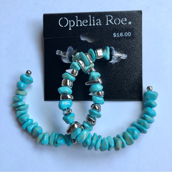 NEW OPHELIA ROE Earrings Turquoise Bead Earrings 1 Pair Blue Green - Picture 1 of 12